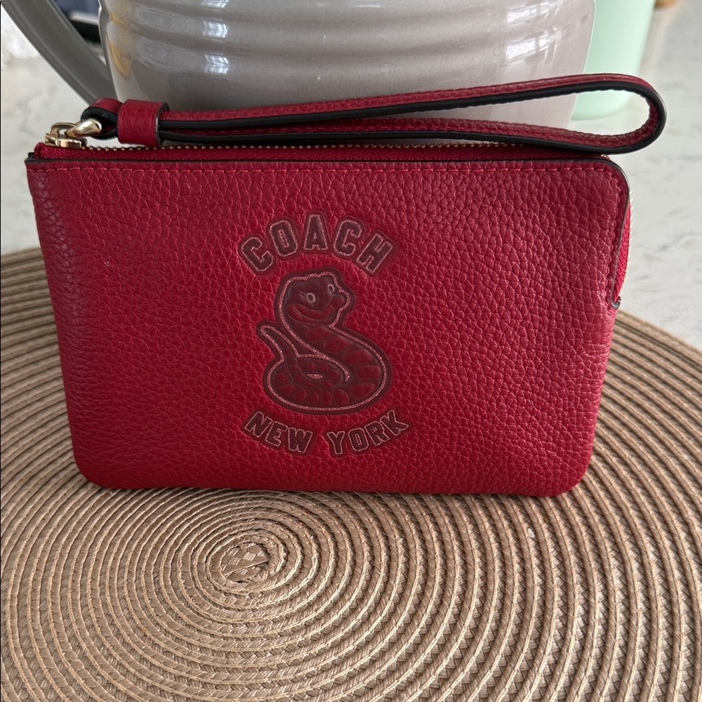 Coach New York Red Leather Wristlet